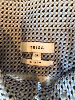 Reiss Blue Micro-Pattern Button-Down Shirt